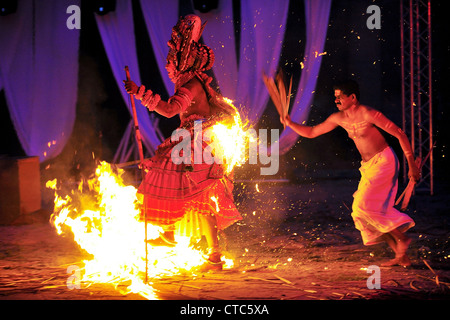 Dance of the Gods Theyyam Performers a Ritual from Kerala make-up, dancer, artist, asia, kerala, performers, attractiv,photo Kazimierz Jurewicz Stock Photo