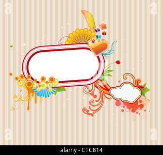 Vector illustration of funky styled design frame made of floral elements Stock Photo