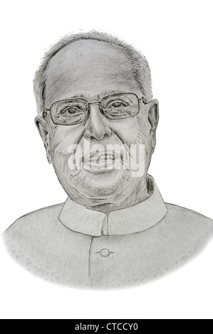 Illustration of Pranab Mukherjee (1935 to present) - 13th President of India Stock Photo