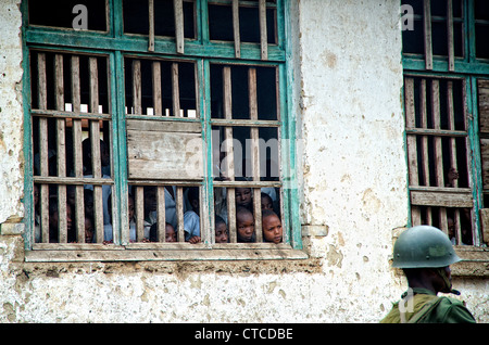 Congolese soldiers and children, FARDC, Mushake, Democratic Republic of Congo Stock Photo