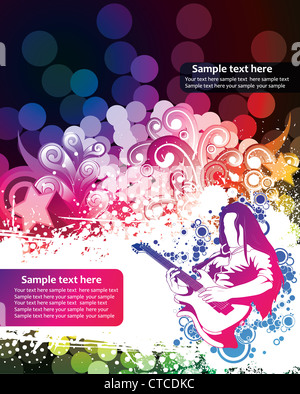 vector concert poster with guitar player Stock Photo - Alamy