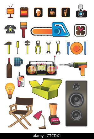 Household items isolated Stock Photo