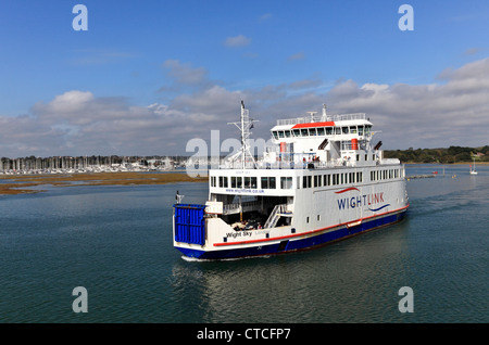 4128. Wight-Link Ferry leaving Lymington, Hampshire, UK Stock Photo