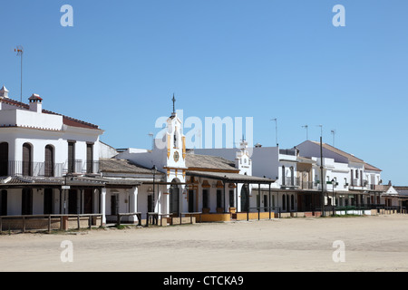 Street in town El Rocio, Province of Huelva, Andalusia, Spain Stock Photo