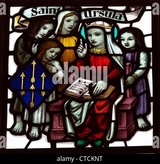 Guildford Surrey England The Cathedral Church Of The Holy Spirit Stained Glass Window Of Saint Ursula And Virginal Handmaidens Stock Photo