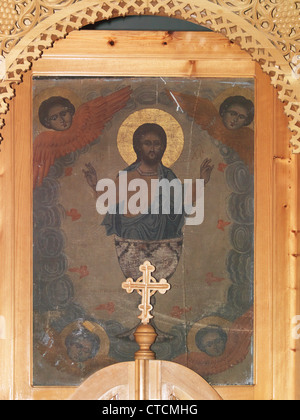 Samos Greece Pagondas Holy Trinity Church Icon Of Jesus Christ And Angels Stock Photo