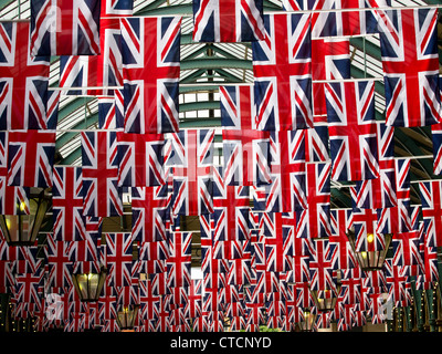 Union jack flags in Covent garden Stock Photo