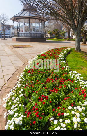 Flower beds and public space at Dartmouth Devon England UK Stock Photo