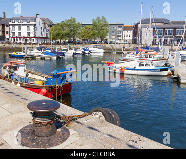 Sunny day at the harbour in the Barbican area of Plymouth Devon England UK Stock Photo