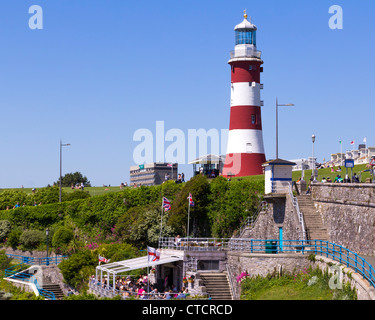 The former Eddystone Lighthouse, Smeaton's Tower was built on Plymouth Hoe to Celebrate it groundbreaking design. Stock Photo