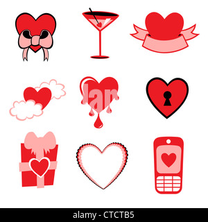 Vector illustration of Love icons.  Ideal for Valetine Cards decoration Stock Photo