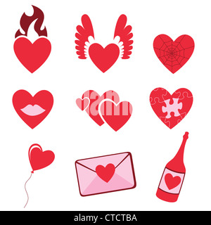 Vector illustration of Love icons.  Ideal for Valetine Cards decoration Stock Photo