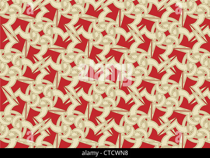 Vector illustration of celtic ornament abstract pattern on the red background Stock Photo
