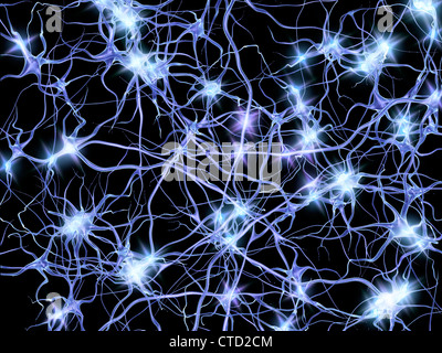 Nerve cells firing  artwork Stock Photo