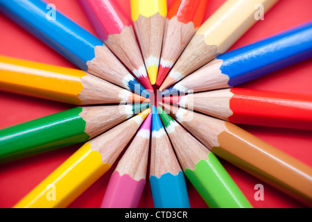 Colouring pencils sharpened. Stock Photo