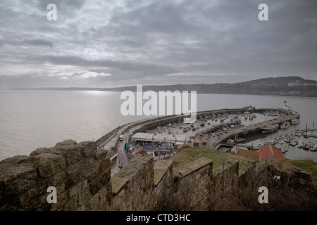 Scarborough Harbour from the Castle Stock Photo