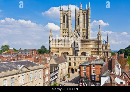 Lincoln cathedral - Front face of Lincoln cathedral Exchequergate Lincoln Lincolnshire England UK GB Europe Stock Photo