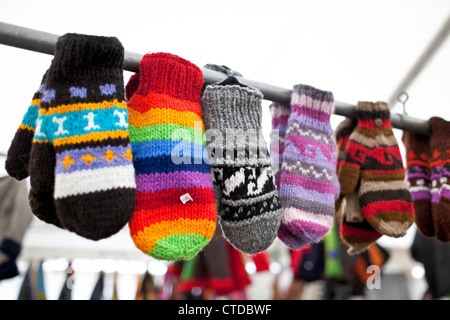 Handmade wool mittens Stock Photo