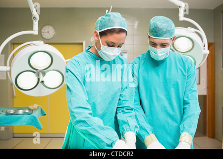 Two surgeons working Stock Photo