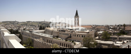 Clock tower steeple and the Franciscan Monastery of St. Saviour (also known as San Salvador) in the Christian Quarter, Jerusalem Stock Photo
