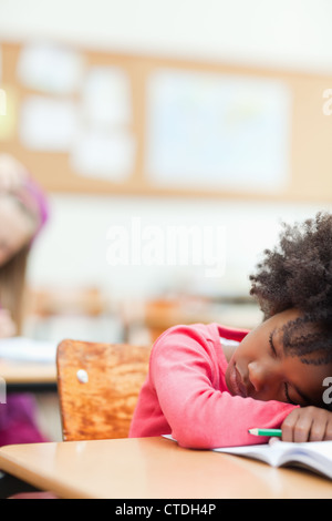 Student asleep in class Stock Photo