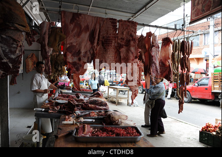 Butcher's shop in the market at Fusagasuga, Colombia, South America. Stock Photo