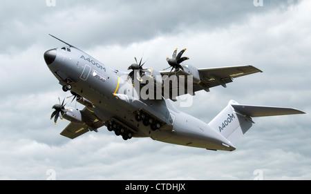 A400M military transport aircraft taking off at Farnborough Airshow 2012 Stock Photo