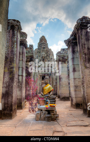 Buddha statue in Bayon Temple in Angkor Thom, Cambodia Stock Photo