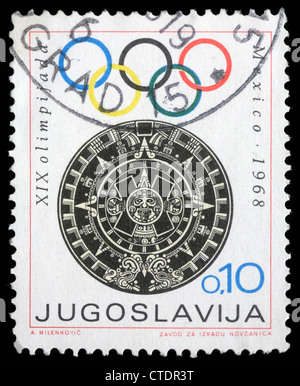 YUGOSLAVIA- CIRCA 1968: A stamp printed in Yugoslavia shows Olympic games in Mexico,circa 1968 Stock Photo