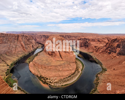 Horseshoe Bend seen from the lookout point. Horseshoe Bend is the name for a horseshoe-shaped meander of the Colorado River. Stock Photo