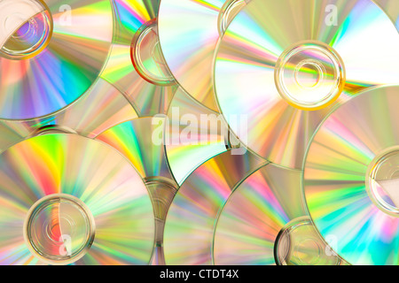 Compact discs piled up Stock Photo