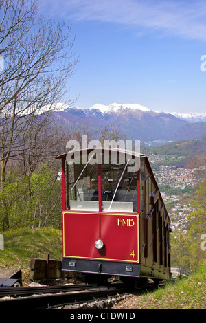 View of Monte Bre Funicular, Lake Lugano, Lugano, Ticino, Switzerland, Europe Stock Photo