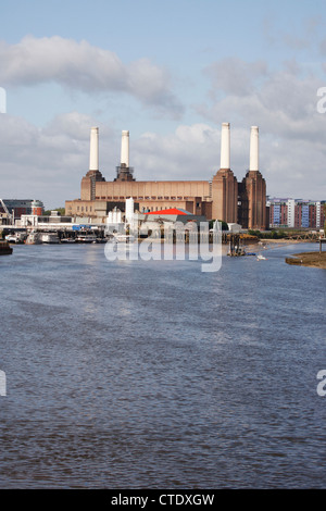 London Battersea Powerstation, in Wandsworth,  was abandoned factory power station. This Iconic landmark is now being renovated for a shopping center. Stock Photo