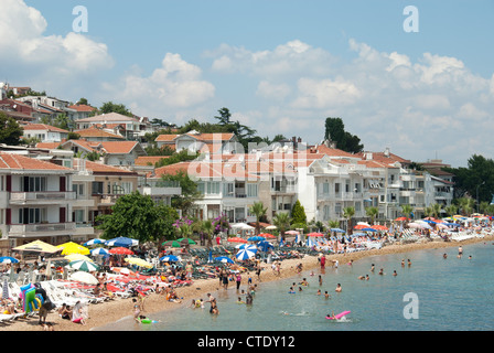 ISTANBUL, TURKEY. A beach on Kinaliada, one of the Princes' Islands (Kizil Adalar) in the Sea of Marmara. 2012. Stock Photo