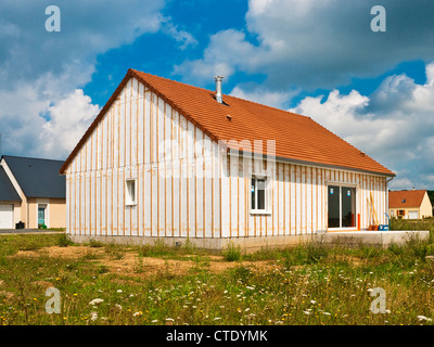 New bungalow house construction - Indre-et-Loire, France. Stock Photo