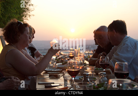 ISTANBUL, TURKEY. Rooftop dining at Nu Teras restaurant in the Beyoglu district of the city. 2012 Stock Photo