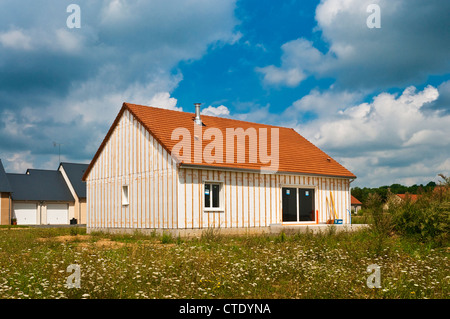 New bungalow house construction - Indre-et-Loire, France. Stock Photo