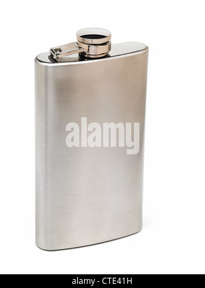 A silver hip flask Stock Photo