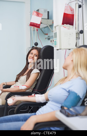 Two patients receiving a blood transfusion Stock Photo