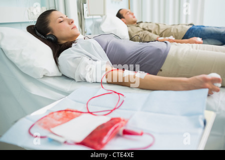 Two patients transfused Stock Photo