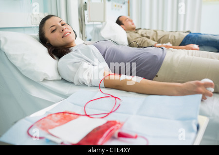 Patients receiving a transfusion Stock Photo