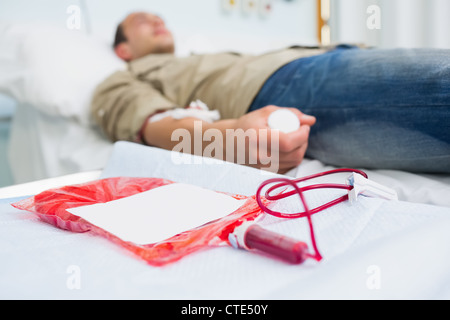 Focus on a blood bag Stock Photo