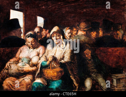 The Third Class Carriage 1862–64 by Honore Daumier 1808-1879 ( Honoré-Victorin Daumier was a French painter, sculptor, and printmaker, whose many work Stock Photo