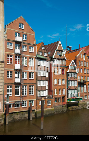 Houses by Nikolaifleet canal central Hamburg Germany Europe Stock Photo