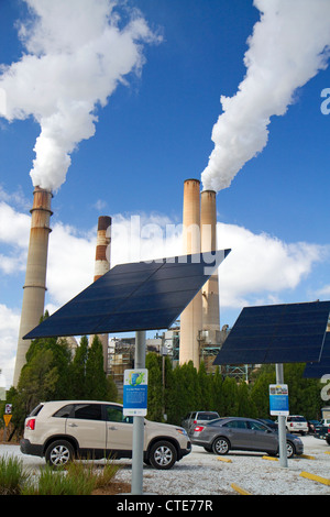 Photovoltaic installation at the TECO Tampa Electric Big Bend Power Station located in Apollo Beach, Florida, USA. Stock Photo