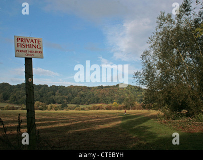 'Private Fishing' sign next to Lickhill Caravan Park, Stourport On Severn, Worcestershire Stock Photo