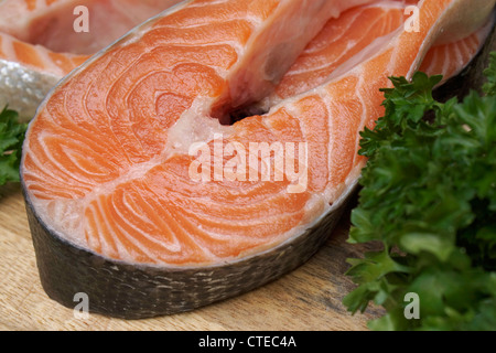 Raw Salmon, Salmon Steak Fillet Stock Photo