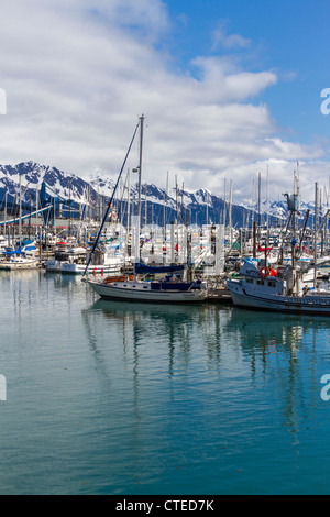 Harbor area referred to as 'small boat harbor' in Seward, Alaska. Popular boating and vacation area. Stock Photo