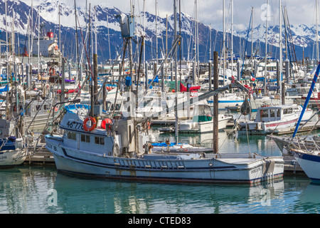 Harbor area referred to as 'small boat harbor' in Seward, Alaska. Popular boating and vacation area. Stock Photo