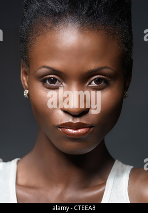 License and prints at MaximImages.com - Expressive artistic portrait of a beautiful black african american woman face